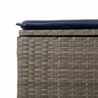 2-delige Loungeset met kussens poly rattan acacia grijs - thumbnail