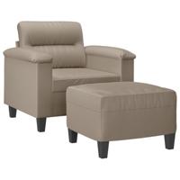 Fauteuil met voetenbank 60 cm microvezelstof taupe - thumbnail
