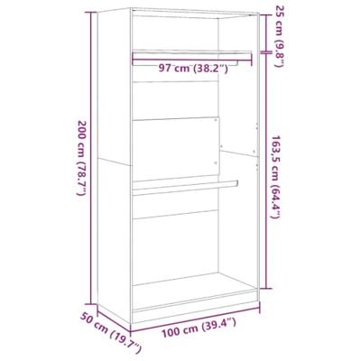 Kledingkast 100x50x200 cm bewerkt hout grijs sonoma eikenkleur