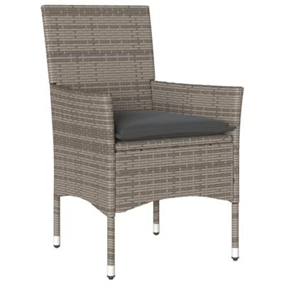 7-delige Tuinset met kussens poly rattan en glas grijs