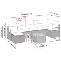 Tuinbankenset met kussen met opslag 8 pcs Beige poly rattan - thumbnail