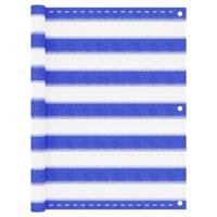 Balkonscherm 75x500 cm HDPE blauw en wit - thumbnail