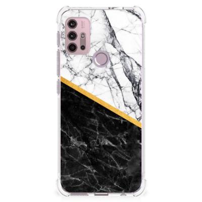Motorola Moto G30 | G20 | G10 Anti-Shock Hoesje Marmer Wit Zwart - Origineel Cadeau Man Motorola Moto G30 | G20 | G10 Anti-Shock Hoesje Marmer Wit Zwart - Origineel Cadeau Man