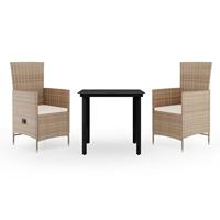 3-delige Tuinset met kussens beige - thumbnail