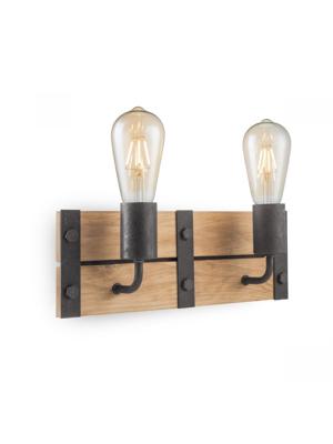 Home sweet home denton wandlamp 2L hout / burned metal
