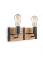 Home sweet home denton wandlamp 2L hout / burned metal - thumbnail