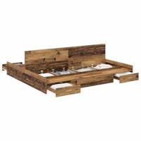 Opbergbedframe met lade Oud hout 180 x 200 cm Bewerkt hout - thumbnail