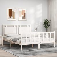 Bedframe zonder matras massief grenenhout wit 160x200 cm - thumbnail