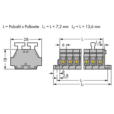 WAGO 261-424/341-000 Klemstrook 6 mm Spanveer Toewijzing: L Grijs 50 stuk(s)