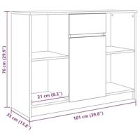 Dressoir met lade 101x35x76 cm spaanplaat gerookt eikenkleurig - thumbnail