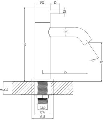 Saqu Eurotrend fonteinkraan met greep geborsteld messing