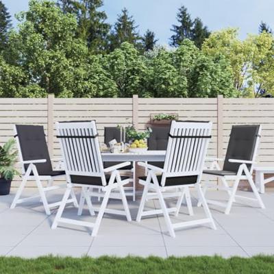 Stoelkussens 6 st hoge rug 120x50x4 cm stof gemleerd antraciet