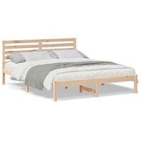 Bedframe met hoofdeinde Bruin 140 x 200 cm Massief grenenhout - thumbnail