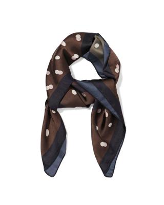 HEMA Damessjaal 80x80cm satijn stippen bruin-zwart