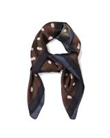 HEMA Damessjaal 80x80cm satijn stippen bruin-zwart - thumbnail