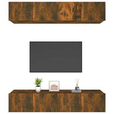 Tv-meubelen 4 st 80x30x30 cm bewerkt hout gerookt eikenkleur
