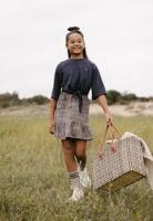 LEVV Meisjes rok - Kera - AOP grafisch taupe - thumbnail