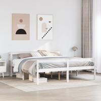 Seniorenbed met hoofdbord massief grenenhout wit 180x200 cm - thumbnail