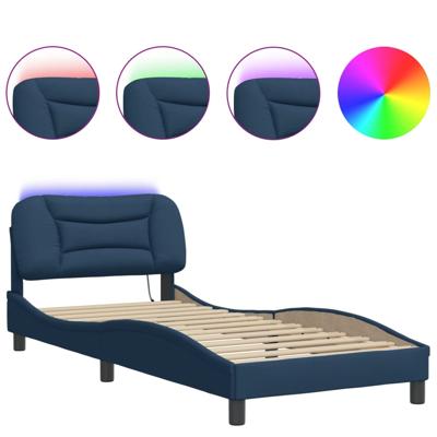 Bedframe met LED zonder matras "Hvar" 180x200 cm stof blauw - thumbnail