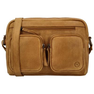 Hide & stitches paint rock schoudertas leer-Ocher Yellow