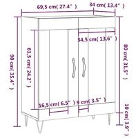 Dressoir 69,5x34x90 cm bewerkt hout wit - thumbnail