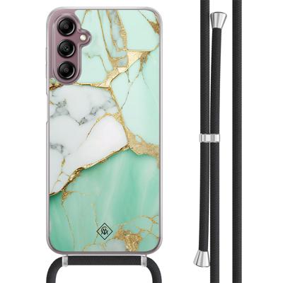 Samsung Galaxy A14 hoesje met koord - Marmer mintgroen