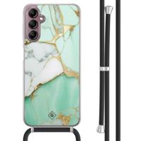Samsung Galaxy A14 hoesje met koord - Marmer mintgroen - thumbnail