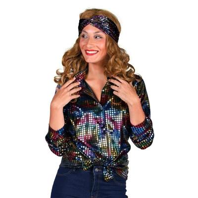 Dames disco blouse zwart