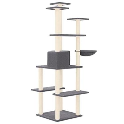 VidaXL Kattenmeubel met sisal krabpalen 167 cm donkergrijs