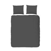 HIP Dekbedovertrek "uni dessin" - Antraciet - (240x200/220 cm) - Katoen Satijn - thumbnail