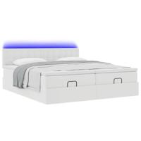 Ottoman bed met matrassen en LED's 180x200cm kunstleer wit - thumbnail
