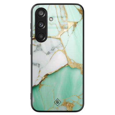 Samsung Galaxy S24 glazen hardcase - Marmer mint goud