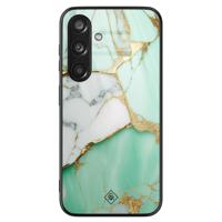 Samsung Galaxy S24 glazen hardcase - Marmer mint goud - thumbnail