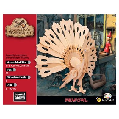 Eureka Gepetto&apos;s workshop houten bouwpakket 3d - pauw