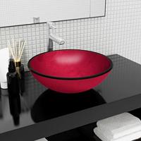 VidaXL Wasbak 42x14 cm gehard glas rood - thumbnail