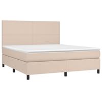 Boxspring met matras kunstleer cappuccinokleurig 160x200 cm - thumbnail