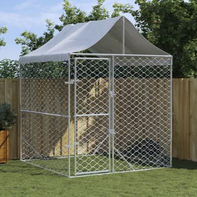Hondenkennel met dak 2x2x2,5 m gegalvaniseerd staal zilver Hondenkennel met dak 2x2x2,5 m gegalvaniseerd staal zilver