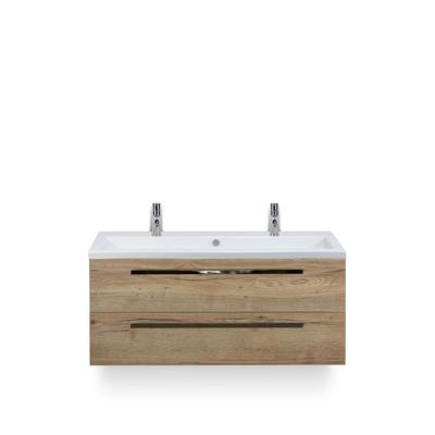 Seville Badmeubelset 120 cm - 2 laden Natuur Eiken - Wastafel Djazz Enkel 2 kraangaten