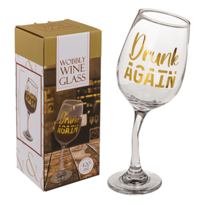 Drunk Again scheef wijnglas