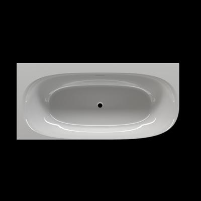 Zeza Cheb Half vrijstaand hoekbad - links - 170x80cm - incl poten - sifon - acryl - Glans wit SW647689