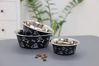 Voederbak rvs zwart met motief 4000ml - thumbnail