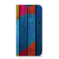 iPhone 14 Pro Max Book | Wallet Case | Wood Heart - Cadeau voor je Vriend - thumbnail