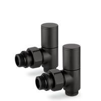 Aansluitset Zijaansluiting Radiator Plieger Valvola Haaks Zwart - thumbnail