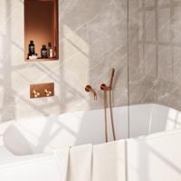 Brauer Copper Edition Thermostatische Inbouw Badkraan Drukknoppen - Uitloop - Staaf - Doucheslang - Wandaansluitbocht - Handdouche - Koper Geborsteld Pvd - thumbnail