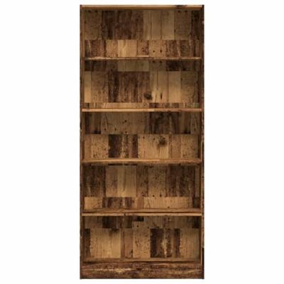 Boekenkast 80x24x176 cm bewerkt hout oud houtkleurig