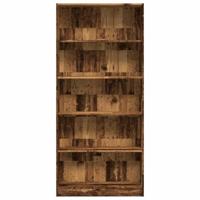 Boekenkast 80x24x176 cm bewerkt hout oud houtkleurig - thumbnail