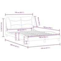 Bedframe met LED zonder matras stof 140x190 cm lichtgrijs - thumbnail