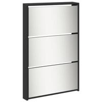 Schoenenkast met spiegel 5-laags 63x17x169,5 cm zwart - thumbnail