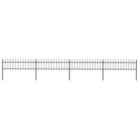 Tuinhek met speren bovenkant 6,8x0,6 m staal zwart - thumbnail