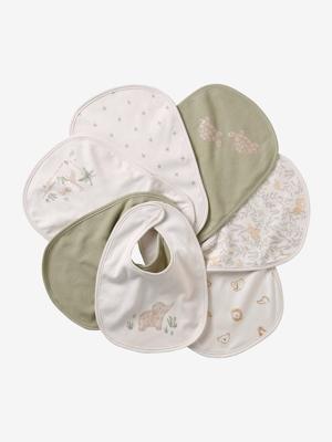 Set van 7 babyslabbetjes beige, bedrukt Set van 7 babyslabbetjes beige, bedrukt